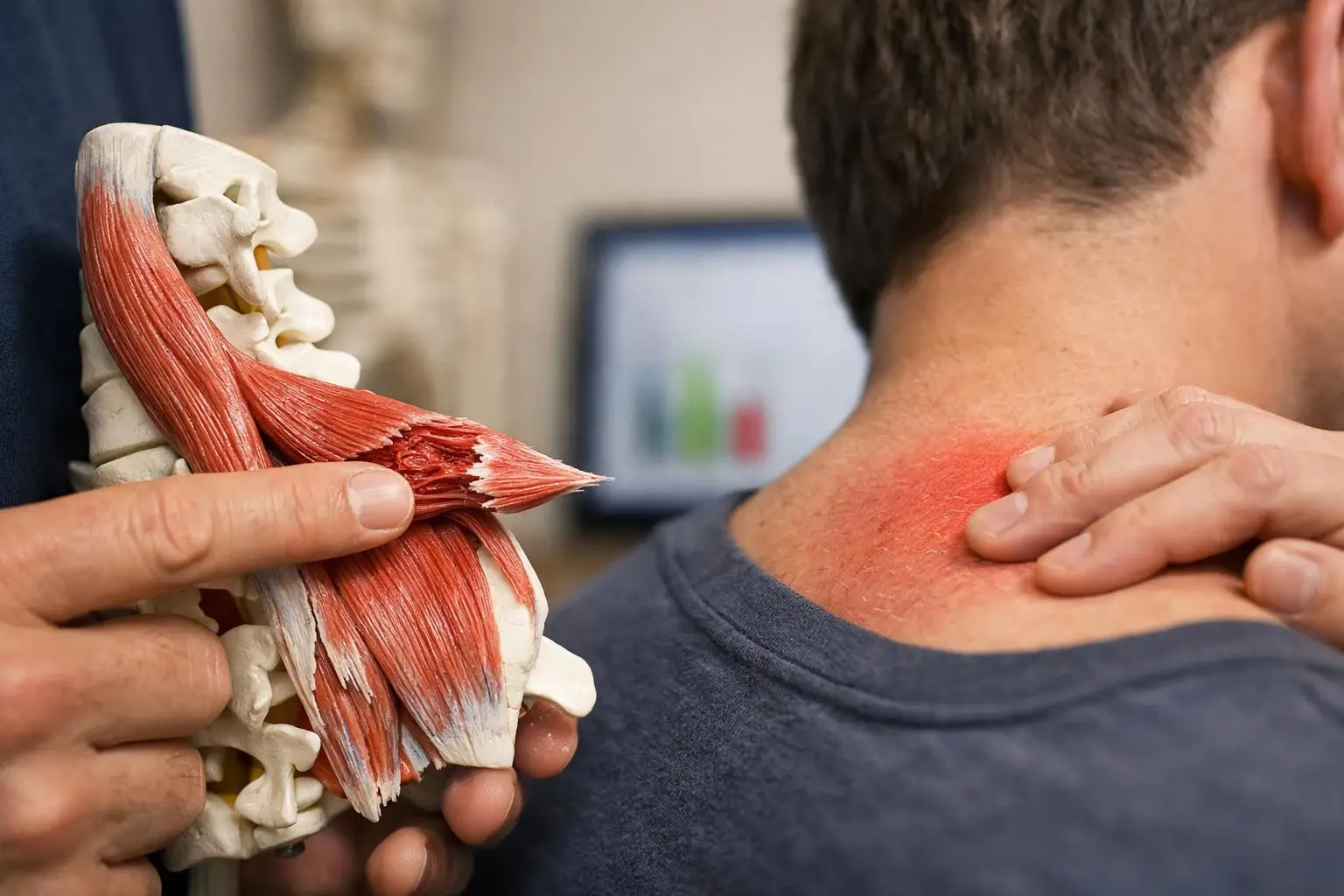 Muscle Strain in Chiropractor: Muscle Strain is a common soft-tissue injury where muscle fibers stretch too—visual guide