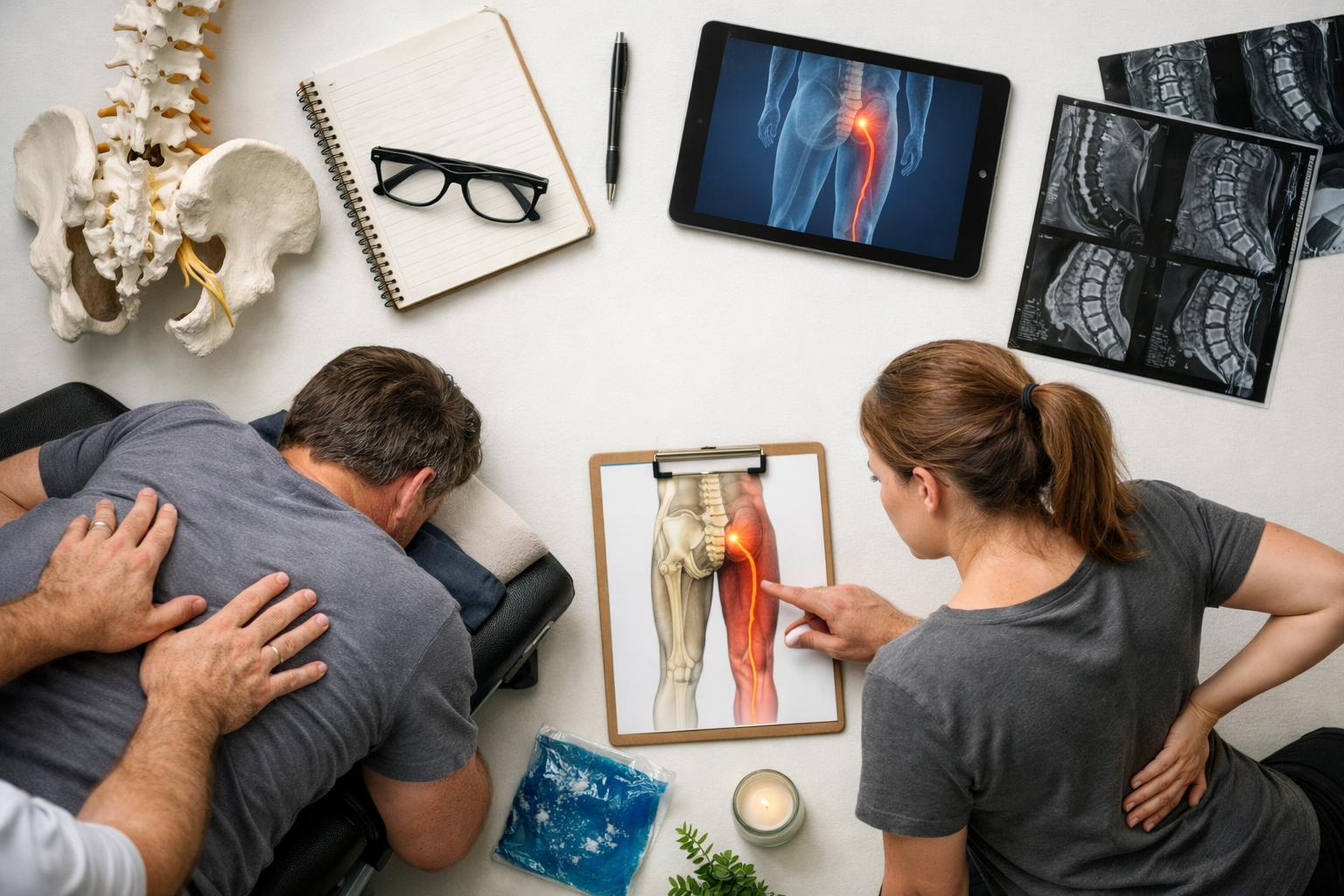 Sciatica in Chiropractor: Sciatica is sharp, burning pain that radiates along the path of the—visual guide